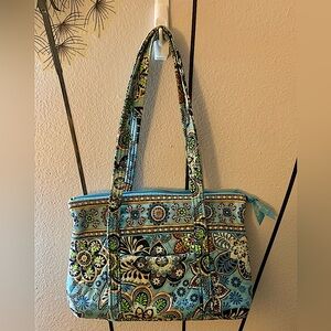 Vera Bradley Blue and Green Quilted Shoulder Bag